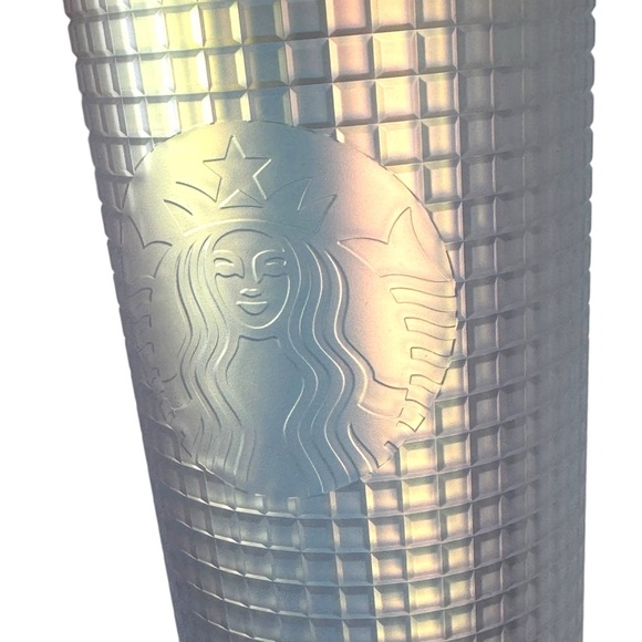 Starbucks Spring 2022 Iridescent Frost White Grid Tumbler Cold Cup Venti 24 oz - Picture 12 of 13